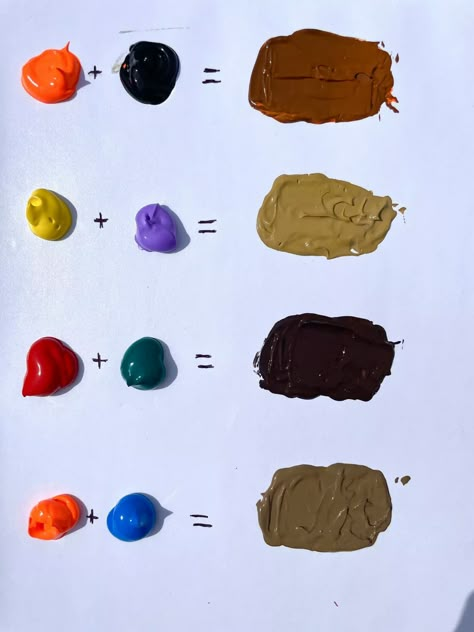 Brown Paint Mixing Chart, How To Create Brown Color, How To Mix Brown Acrylic Paint, How To Get Brown Color Paint, Painting Color Pallete, How To Make The Color Brown, How To Make Dark Brown Paint, Brown Colour Mixing, How To Make Sand Colored Paint