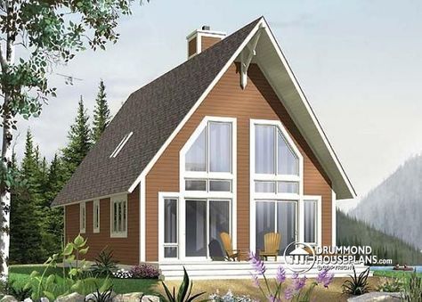 ORDER YOUR SUMMER COTTAGE NOW #LAKEFRONT #MOUNTAINVIEW  Traditional A-Frame Rustic cottage with mezzanine and cathedral ceiling   http://www.drummondhouseplans.com/house-plan-detail/info/whiskey-jack-cottages-chalets-1001796.html Plan Garage, Drummond House Plans, House Plan With Loft, Frame House Plans, A Frames, A Frame House Plans, Cottage Plans, Cabin House Plans, Cabin Kits