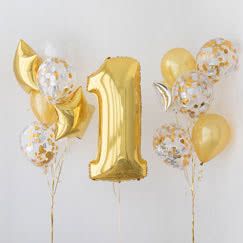 Clear Balloons With Confetti, Number 1 Balloon, Number Balloons Birthday, First Birthday Balloons, Foil Number Balloons, Girls Party Decorations, First Birthday Cards, One Balloon, Birthday Party Balloon