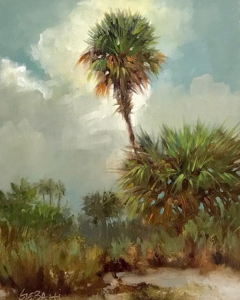 Palm Tree Oil Painting, Old Florida Paintings, Old Florida Art, Old Florida Aesthetic, Florida Oil Painting, Trail Painting, Florida Gothic, Florida Painting, Florida Watercolor