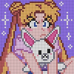 Sailor Moon Pixel Art, Crochet Sailor Moon, Sailor Moon Perler Beads, Sailor Moon Cross Stitch, Drawing Diary, Quick Crochet Patterns, Pixel Crochet, Pix Art, Pixel Art Grid