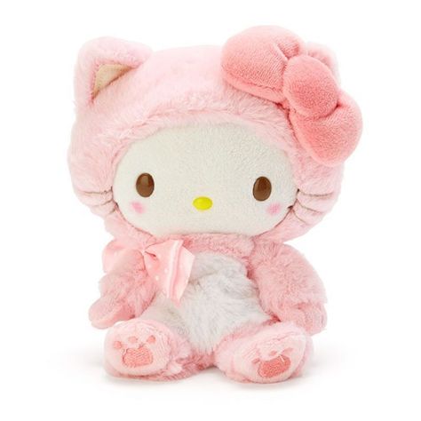 Grumpy Bunny on Instagram: “NEW ARRIVAL from Sanrio’s official store in Japan: Hello Kitty beanie plushie wearing a pastel pink fluffy onesie…” Kitty Plush, Hello Kitty Plush, Stuffed Animal, Hello Kitty, Kitty, Pink, White