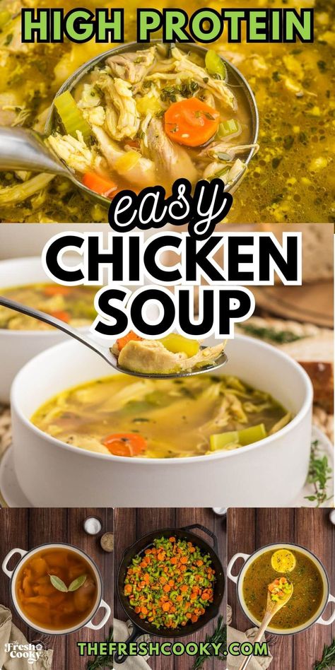 Simple Chicken Soup Recipe - The Fresh Cooky Easy Chicken Soup For Colds, Chicken Soup Stock, Best Homemade Chicken Soup, Recipes With Chicken Broth Easy, Chunky Chicken Soup, Chicken Soup Recipes Homemade Crockpot, How To Make Chicken Soup, Easy Chicken Soup Recipes 5 Ingredients, Hearty Chicken Soup Recipes