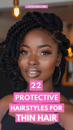 Free Tress Braids Hairstyles, Lightweight Protective Styles, Protective Hairstyles That Last Long, Formal Protective Hairstyles, Short Chunky Braids, Braiding Styles For Thinning Hair, Low Tension Braid Styles, Fine Hair Protective Styles, Lock Braids Hairstyles