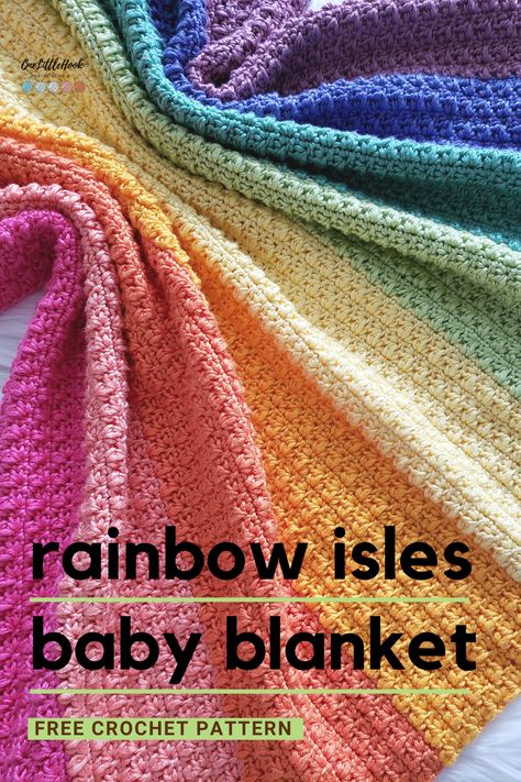 Crochet Rainbow Baby Blanket FREE Pattern - OneLittleHook Traveling Afghan, Rainbow Crochet Blanket Pattern, Crochet Zig Zag, Crochet Blanket Rainbow, Rainbow Baby Blanket, Zig Zag Crochet, Baby Afghan Crochet Patterns, Crocheted Blankets, Crochet Baby Blanket Free Pattern