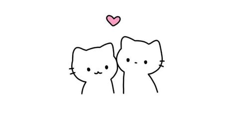 Cats Drawings Cute, Cute Small Cat Drawing, Two Cats Sitting Together Drawing, Two Cats Drawing Cute, Two Cats Together Drawing, Us As Cats, Cute Cat Couple Drawing, Cute Couple Art Doodle, Simple Love Drawings