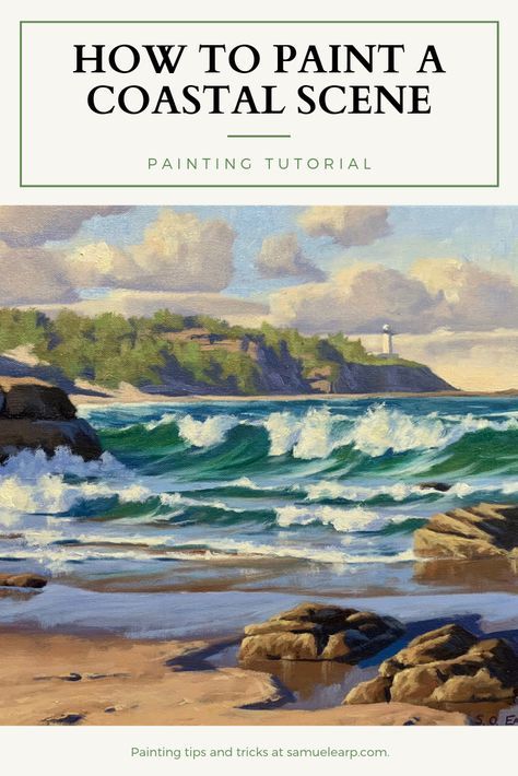 I love painting seascapes and in this art tutorial I will show you how to paint this coastal scene of Norah Head on the Central Coast in Australia.   #seascapeart #howtopaintseascapes #oilpainting #coastal Painting Seascapes, Paint Sea, Coast Painting, Flesh Tones, Beachy Art, Seaside Paintings, Seascapes Art, Beach Art Painting, Oil Painting Tutorial