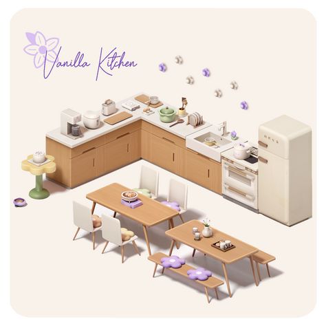 Vanilla Kitchen, The Sims 4 Pack, Sims 4 Kitchen, Mod Furniture, Sims Packs, The Sims 4 Pc, Sims 4 Bedroom, The Sims 4 Packs, Sims 4 Game Mods