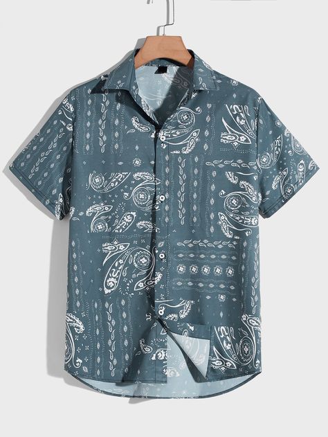 Paisley Shirt, Boho Men, Textile Pattern Design, Button Front Shirt, Fabric Stores Online, Textile Patterns, Mens Summer, Vintage Men, Casual Button Down Shirt