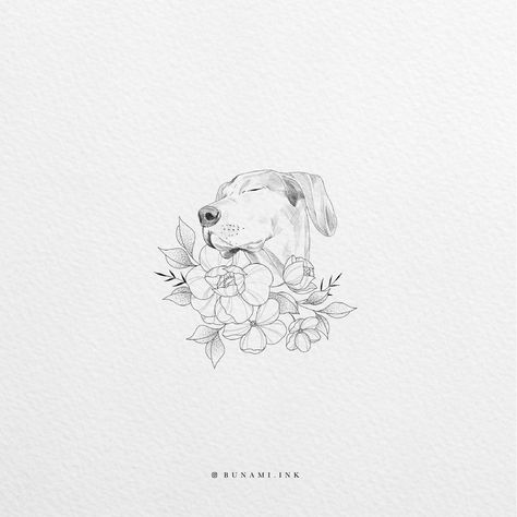 Abstract Dog Tattoo Ideas, Elegant Dog Tattoo, Dog Outline Tattoo With Flowers, Dog Tattoo Ideas Memorial Minimalist, Dog With Flowers Tattoo, Abstract Dog Tattoo, Soul Dog Tattoo, Dog Love Tattoo, Two Dogs Tattoo