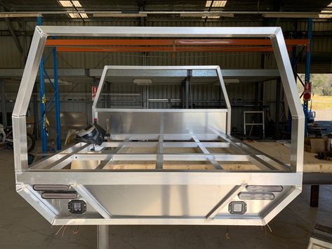 Custom fabricated ute trays to suit your needs Ute Tray Ideas, Ute Trays Custom, Ute Canopy Setup, Ute Toolbox Setup, Flat Truck Bed Tool Boxes, Custom Truck Flatbeds, Truck Bed Sliding Tray, Landcruiser Ute, Custom Ute Trays