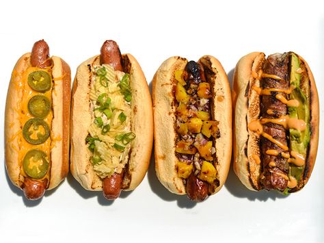 8 Great Hot Dog Topping Ideas Grilling | Fire up your grill and get ready for some serious smoke. | Joshua Bousel Grilling Hot Dogs, Hot Dog Toppings, Burger Dogs, Mini Pizzas, Chili Dogs, Toast Toppings, Hot Dog Recipes, Pickled Veggies, Milk Shakes