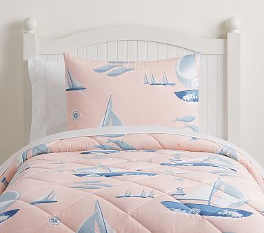 Sailboat Bed in a Bag #pbkids Blush Bedding, Boat Bed, Medallion Bedding, Grey Duvet, Built In Bunks, Gray Duvet Cover, Headboard Wall, Floral Bedding, Bed In A Bag