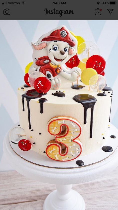 Paw Patrol Birthday Cake Buttercream, 3 Year Birthday Theme Boy Paw Patrol, Marshal Cake, Marshall Birthday Cake, Tort Psi Patrol, Marshall Cake Paw Patrol, Paw Patrol Buttercream Cake, Paw Patrol Marshall Cake, Marshall Paw Patrol Cake