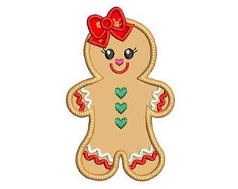 Gingerbread Crafts, Girls Applique, Christmas Applique, Christmas Gingerbread Men, Gingerbread Girl, Learn Embroidery, Embroidery Shop, Machine Embroidery Applique, Sewing Embroidery Designs