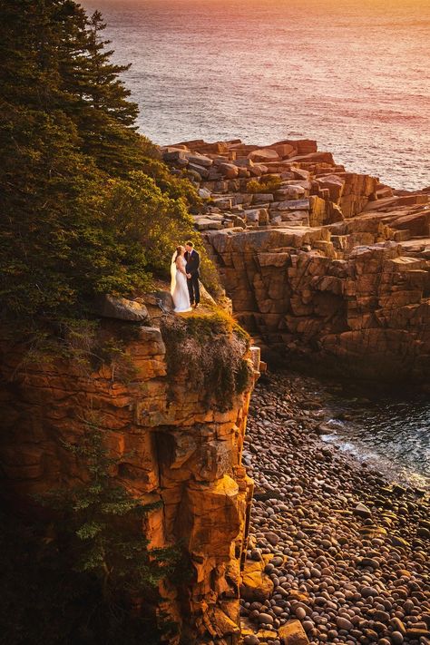 Acadia National Park Elopement - Custom by Nicole Photography : Adventure wedding & elopement photographer based in Hudson Valley NY available for travel Elope National Park, Elopement National Park, National Parks Wedding, Weddings In National Parks, Acadia Wedding, State Park Wedding, National Park Elopement, Fall Elopement, Maine Elopement