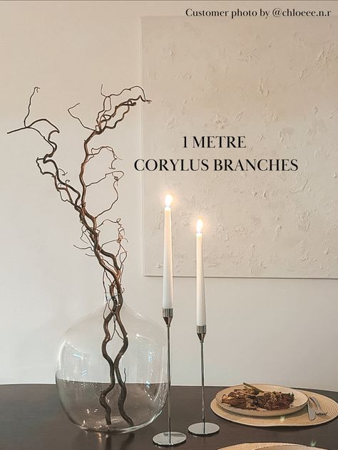 1 Metre Twisted Hazel Corylus Branches, Tall Decorative Branches, Wabi Sabi Branch Decor for Vase, Curly Twigs Japandi Decor, Twisted Twigs Tree Branch Christmas Decor, Wabi Sabi Christmas Decor, Twigs In Vase, Wabi Sabi Christmas, Twisted Hazel, Twigs Decor, Decorative Branches, Vase With Branches, Easter Display