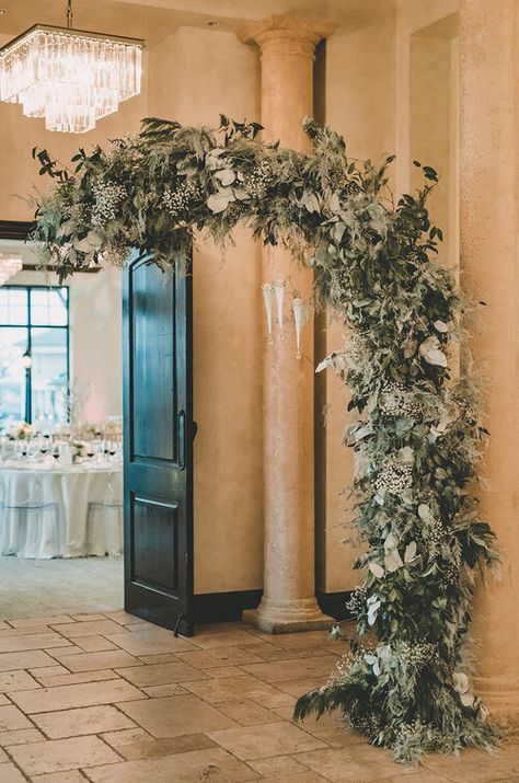 Central Park Winter, Real Christmas Trees, Floating Centerpieces, Half Arch, Christmas Wedding Inspiration, Clear Chairs, Ivy Wall, Bella Collina, Earthy Wedding