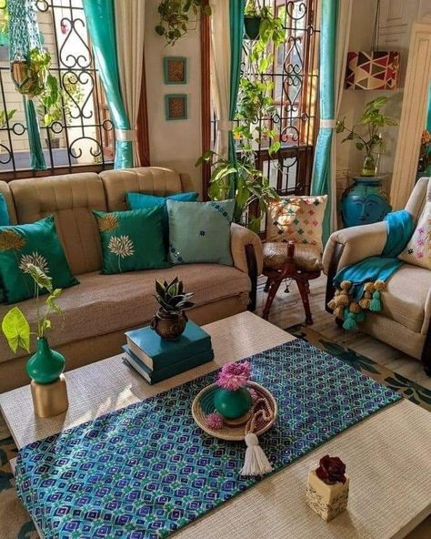 Living Room Indian, Living Room Decor Indian, Indian Living Room, Colorful Room Decor, Dream House Living Room, Indian Room Decor, Indian Bedroom Decor, Simple Living Room Decor, Colourful Living Room Decor