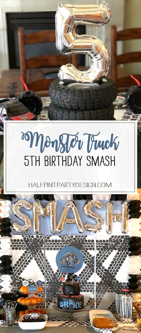 Boy Party Theme, Digger Party, Monster Truck Birthday Party, Monster Jam Birthday, Monster Jam Party, Monster Truck Theme, Truck Birthday Party, Monster Truck Party, 5th Birthday Party Ideas