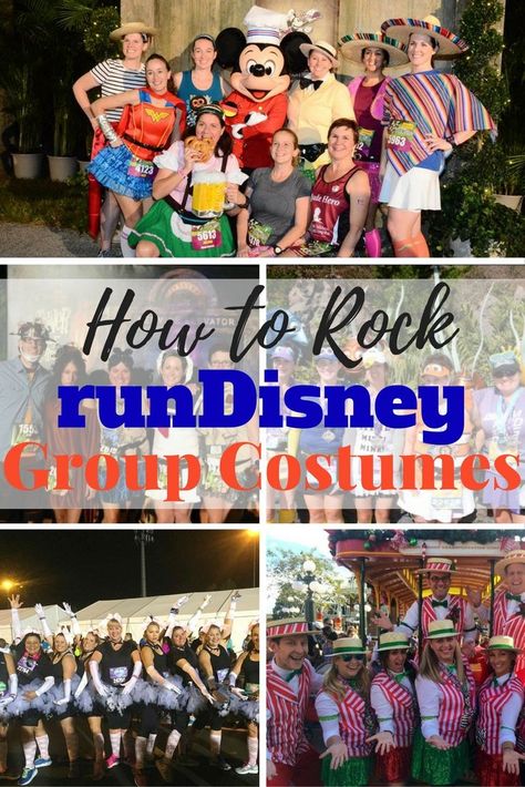 Running tons of miles is always better in costume. Here's how to rock a… Run Disney Wine And Dine Costumes, Group Running Costumes, Disney Race Costume Ideas, Disney Princess Running Outfits, Disney Group Costumes, 5k Costume, Disney Running Costumes, Disney Running Outfits, Disney Family Costumes