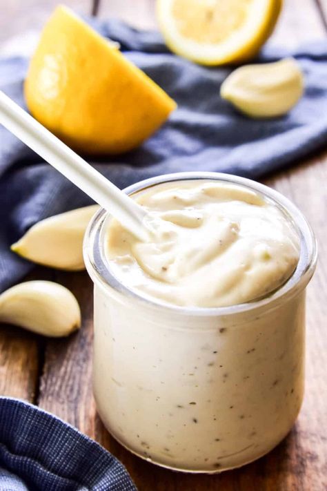 Garlic Aioli Aioli Recipes, Garlic Aioli Recipe, Lemon Tree Dwelling, Roasted Garlic Aioli, Aioli Sauce, Aioli Recipe, Random Recipes, Homemade Condiments, Garlic Aioli