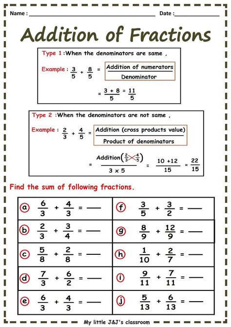 Adding Unlike Fractions, Fractions Worksheets Grade 5, Unlike Fractions, Conversation For Kids, Class Worksheets, Grade 5 Math Worksheets, Addition Of Fractions, English Conversation For Kids, Math Fractions Worksheets