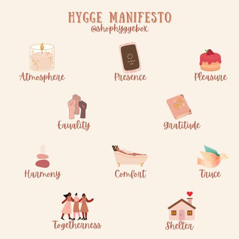 The "Hygge Manifesto," a blueprint for embracing life's simple joys, especially as we cozy up for this fall. The manifesto brings together essential elements to help you cultivate a life that's not just comfortable, but deeply fulfilling.⁣ Consider this your invitation to bring these elements into your daily life. Light that candle, grab that cherished book, and revel in a season that seems almost custom-made for hygge. 🍁🔥🍵 Hygge Manifesto, Meik Wiking, How To Hygge, Hygge Book, Hygge Living, Hygge Life, Simple Joys, Embrace Life, Action Plan