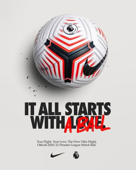 Football Ads, Nike Flight, Soccer Gifs, Sports Design Inspiration, One Championship, Soccer Poster, Football Ball, Premier League Matches, Sports Graphic Design