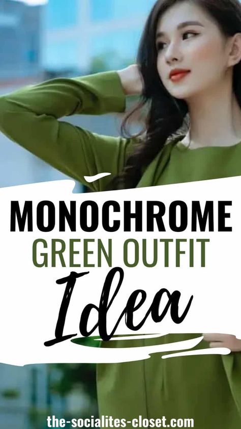 Monochrome Green Outfit, Green Monochromatic Outfit, Green Monochrome Outfit, Monochromatic Outfit Aesthetic, Monochrome Outfit Ideas, All Green Outfit, Green Outfit Ideas, Green Monochromatic, Green Monochrome