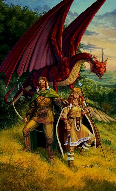 Dragonlance, Larry Elmore: Tanis Half-Elven, with Goldmoon Dragonlance Chronicles, Larry Elmore, Dungeons And Dragons Art, Forgotten Realms, Dnd Art, Fantasy Paintings, Fantasy Dragon, Fantasy Artist, Arte Fantasy