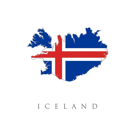 Flag map of Iceland. Blue field with white edged red Nordic cross. Outline of Iceland, a Nordic island country in the Northern Atlantic.European country borders vector illustration Learn Icelandic, Iceland Country, Cross Outline, Map Of Iceland, Greenland Flag, Country Flags Icons, World Country Flags, Iceland Flag, Iceland Map