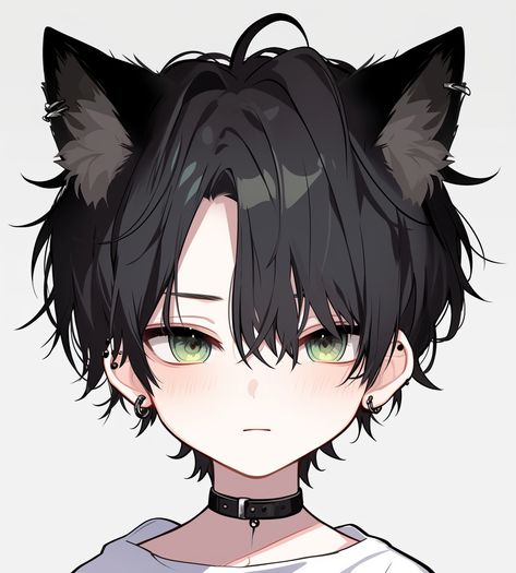 Puppy Boy Anime, Catboy Oc, Anime Catboys, Catboy Art, Anime Cat Ears, Anime Cat Boy, Hybrid Dogs, Digital Art Gallery, Anime Expressions