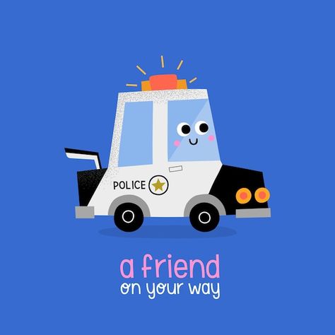 Police Car Illustration, Children Illustration Character, Reference Pics, Cars Characters, Baby Illustration, Car Vector, Abc For Kids, Blue Car, Car Illustration