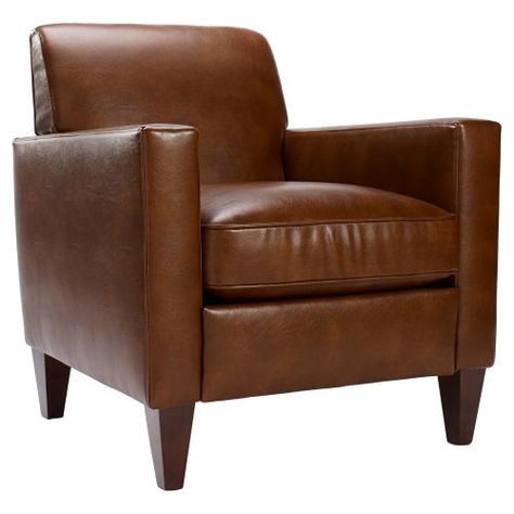 Homeware Rolly Leather Club Chair - Saddle - Accent Chairs at Hayneedle Poly And Bark, Leather Club Chairs, Leather Accent Chair, Leather Lounge Chair, Leather Lounge, Modern Cabin, Leather Armchair, Furniture Outlet Stores, Leather Chair