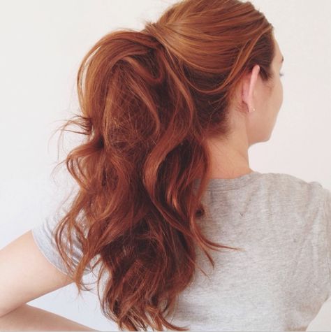 This hairstyle works best when your second-day hair is curly—no curling iron necessary! Perfect Ponytail, Bohol, Long Red, Ginger Hair, Love Hair, Great Hair, Hair Dos, Gorgeous Hair, Pretty Hairstyles