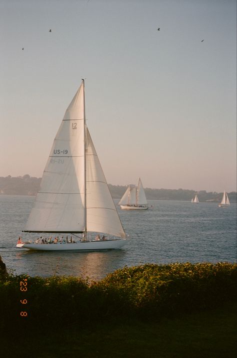 Sailboats at sunset by discofrank Old Sailboat, August Inspiration, August Aesthetic, East Coast Summer, Olympus Stylus, Castle Hill, Coastal Granddaughter, Coastal Life, Film Photo