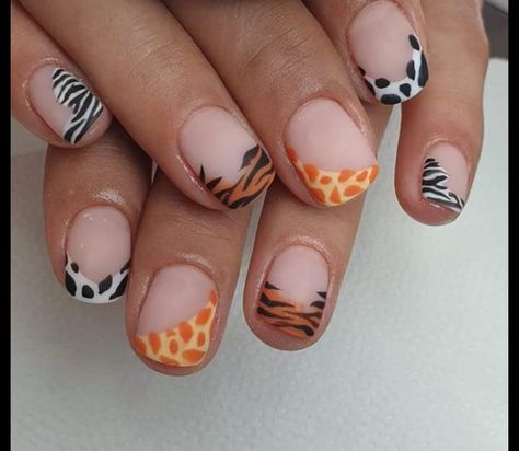 Cute Safari Nails, African Themed Nails Art Designs, Wild Animal Nails, Giraffe Nails Designs, Safari Nail Ideas, Safari Themed Nails, Animal Nails Designs, Safari Nails Designs, Zoo Nails