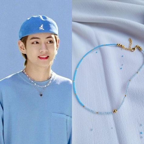 Kim Taehyung Green, Taehyung Green, Bts Bracelet, Army Accessories, Beaded Chocker, V Kim Taehyung, Pop Jewelry, Bracelets Handmade Diy, Beaded Necklace Diy