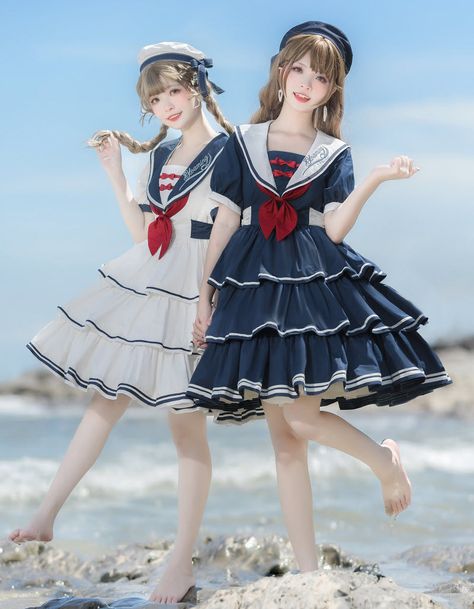 Sailor Uniform, Nautical Outfits, Sailor Dress, Maid Dress, J Fashion, Lolita Dress, New Release, Gothic Lolita, الرسومات اللطيفة