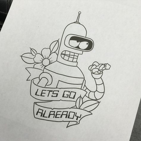 ONE TIME KILLER DEAL!!! I want to do this on my day off tomorrow !!! $200 flat… Futurama Tattoo, Desenho Tattoo, Cartoon Tattoos, Futurama, Flash Art, S Tattoo, Piercing Tattoo, Tattoo Stickers, Tattoo Sketches