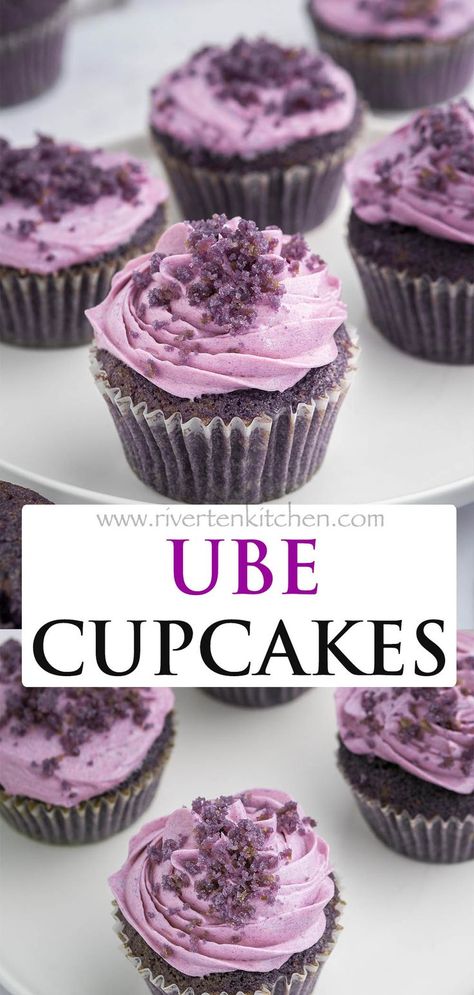 Ube Paste Desserts, Ube Buttercream Frosting, Ube Muffins Recipe, Ube Wedding Cake, Ube Frosting Recipe, Easy Ube Recipes, Moist Ube Cake Recipe, Ube Cupcakes Moist Recipe, Ube Cake Recipes