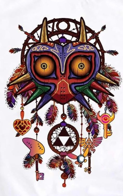 Legend Of Zelda Tattoo Majoras Mask, Majoras Mask Wallpaper, Majoras Mask Tattoo, Majora's Mask Tattoo, Majoras Mask Art, Tatuaje Studio Ghibli, Happy Mask, Zelda Tattoo, Retro Gaming Art