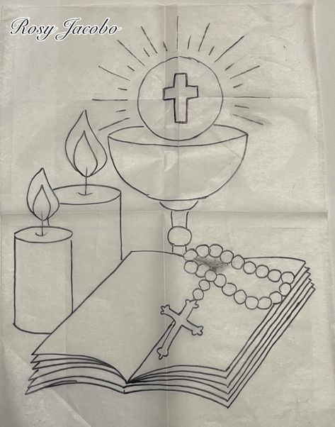 Easy Drawings Of God, Catholic Drawings Easy, Christian Drawings Inspiration, Drawing Of God, Catholic Drawings, Church Drawing, Corpus Cristi, Recuerdos Primera Comunion Ideas, Christian Drawings