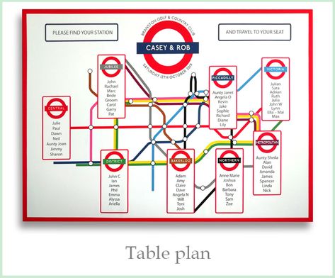 A London underground themed wedding table planner London Themed Wedding, London Theme Wedding, London Wedding Theme, Royal Wedding Ideas, Formula 1 Track, Wedding Table Planner, Sitting Plan, London Tube Map, Jelly Tots