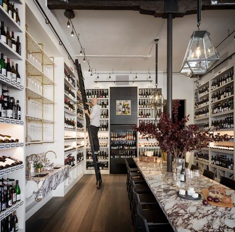 Verve Wine Retail Shop | Handel Architects Wine Store Design, Wine Shop Interior, Wine Boutique, French Oak Flooring, Wine Tasting Room, Wine Display, Shop Layout, Wine Store, Wine Room