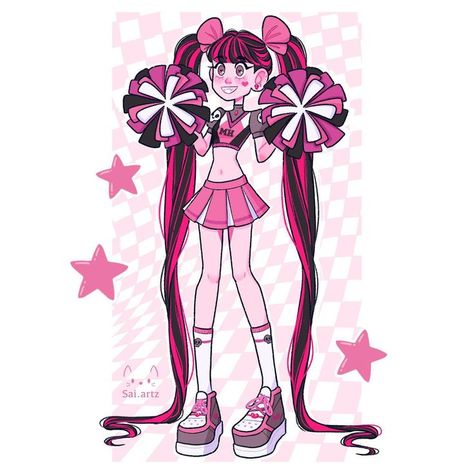 Cheerleader Outfit Drawing, Draculaura Cheerleader, Monster High Cheerleader, Cheerleader Fanart, Cheerleader Outfit, High Characters, Cute Cheerleaders, Moster High, Anime Monsters