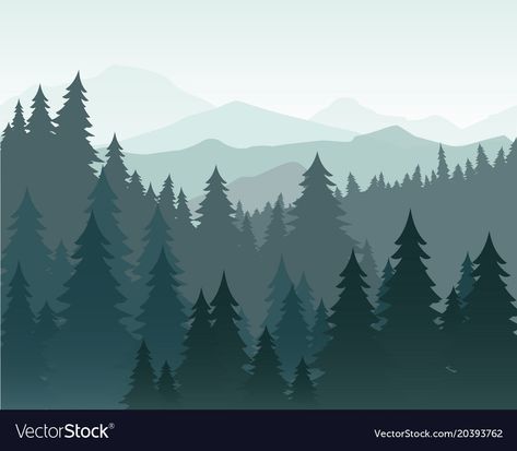 Safari Mural, Pine Tree Silhouette, Mountain Mural, Mountain Decal, Forest Silhouette, Mountain Illustration, Forest Background, Forest Illustration, Mountain Wallpaper