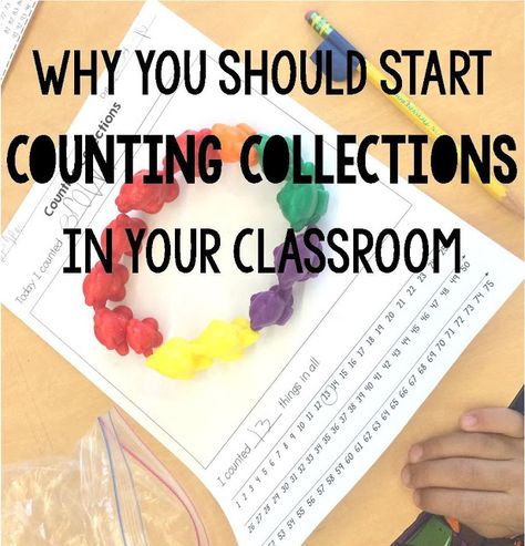 Why You Should Start Counting Collections in Your Classroom | Research and Play Counting Collections 3rd Grade, Math Stations Kindergarten, Counting Collections, Kindergarten Anchor Charts, Math Graphic Organizers, Math Centers Middle School, Math Organization, Math Number Sense, Teaching Numbers