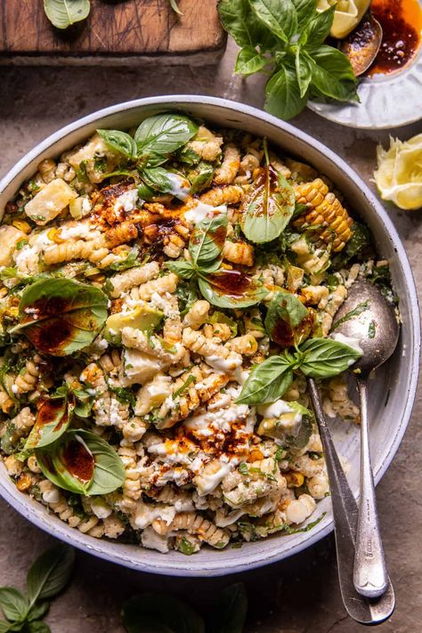 Street Corn Pasta Salad | halfbakedarvest.com Pasta Salad Half Baked Harvest, Mexican Street Corn Pasta Salad, Mexican Street Corn Pasta, Street Corn Pasta Salad, Street Corn Pasta, Corn Pasta Salad, Half Baked Harvest Recipes, Avocado Pasta Salad, Italian Beef Sandwiches